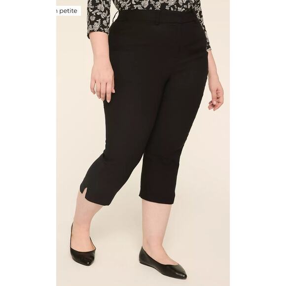 Lane Bryant Women 18 Black 4- Season Cotton Stretch Slim Capri Pants - Picture 2 of 7